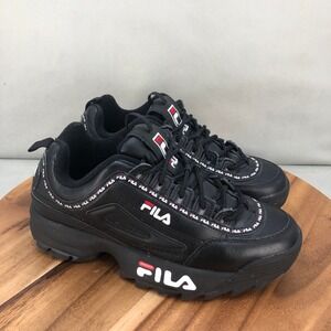 Fila Disruptor II Repeat Sneakers Chunky Platform Black Leather Shoes Mens 8.5